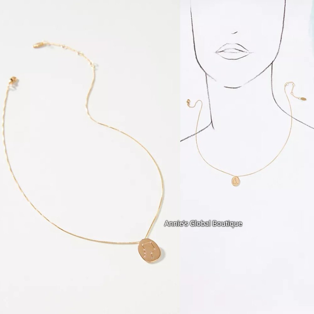 NWT ANTHROPOLOGIE Zodiac Libra Pendant CZ Necklace - Picture 7 of 12